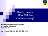 Health Literacy: How Well Are We Communicating?