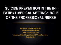 Suicide Prevention in the Inpatient Medical Setting: Role of the Professional Nurse