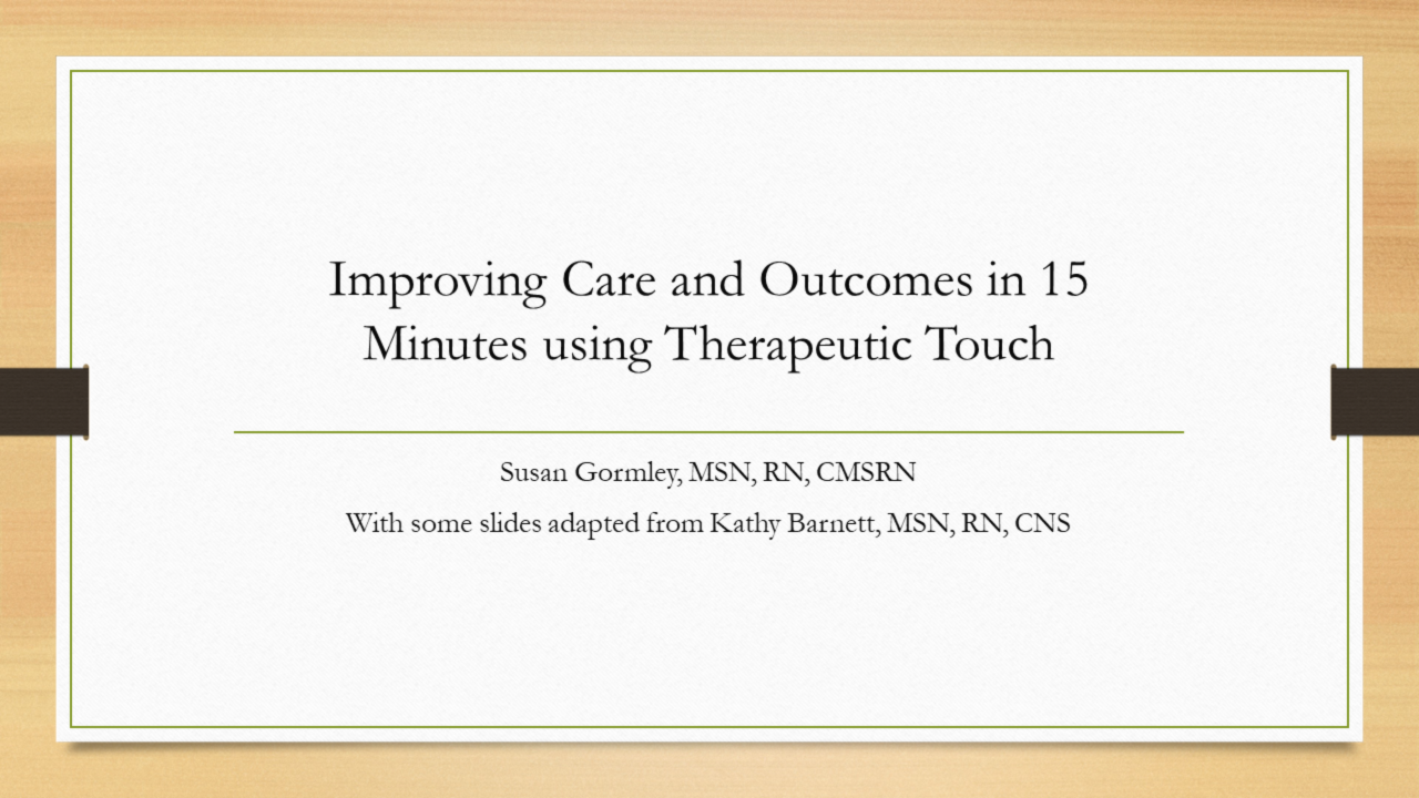 Improving Care and Outcomes in 15 Minutes using Therapeutic Touch icon