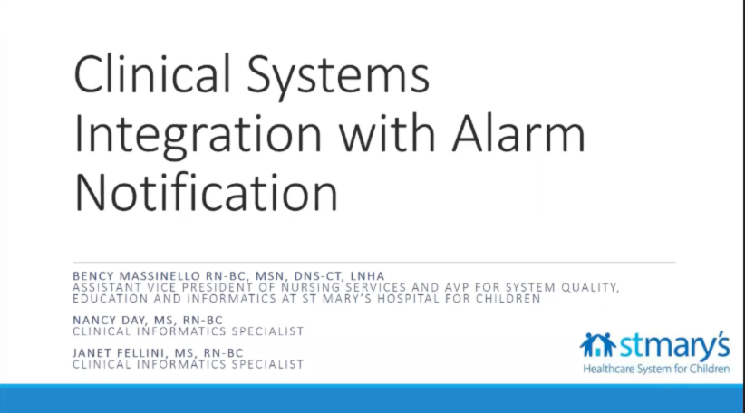 Clinical Systems Integration with Alarm Notification