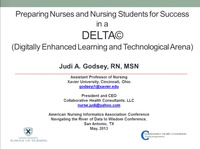 Preparing Nurses and Nursing Students for Success in a DELTA (Digitally Enhanced Learning and Technological Arena) icon