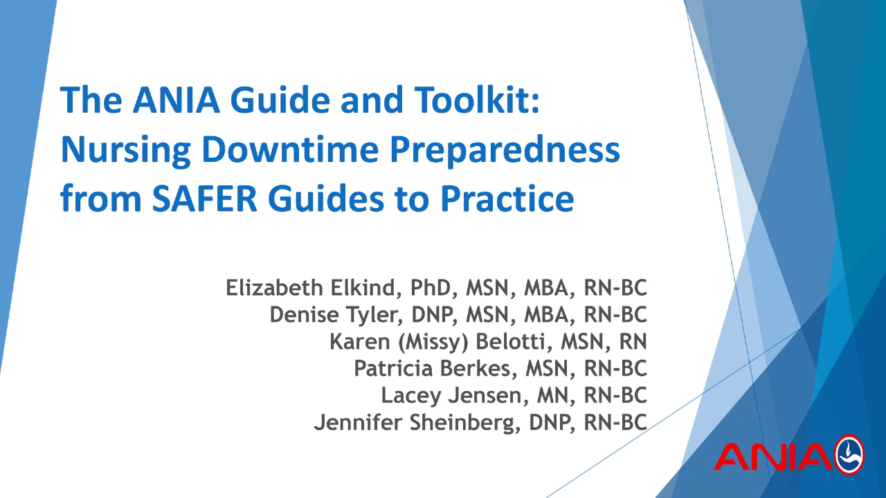 The Ania Guide And Toolkit Nursing Downtime Preparedness From Safer