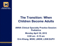 Pediatrics: The Transition: When Children Become Adults
