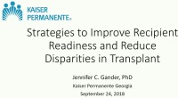 Strategies to Improve Recipient Readiness and Reduce Disparities in Transplant