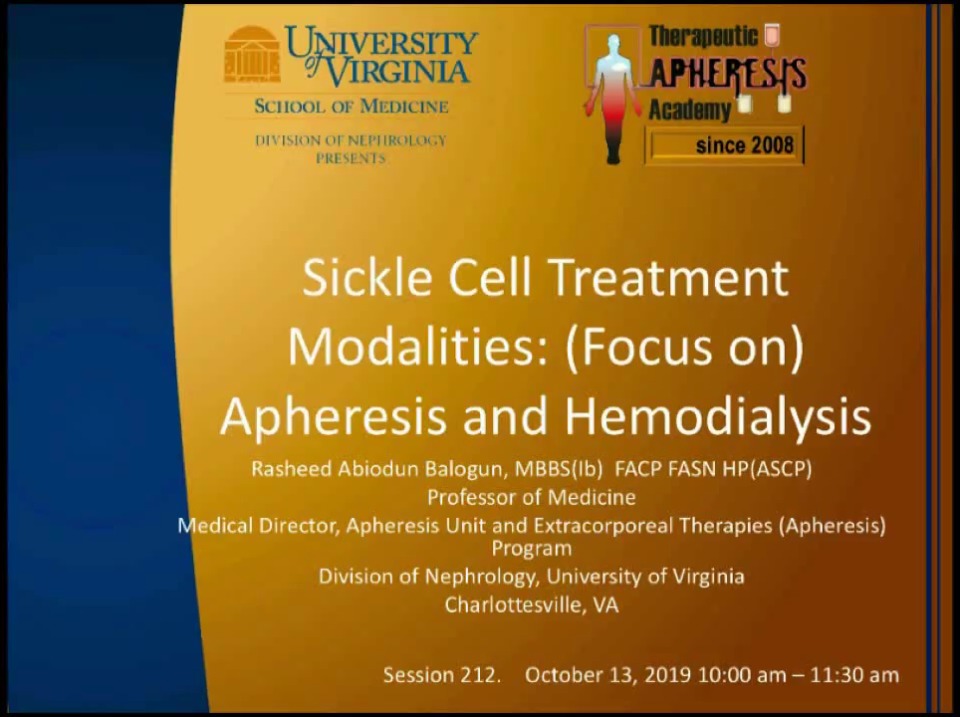 Sickle Cell Treatment Modalities: Apheresis and Hemodialysis icon