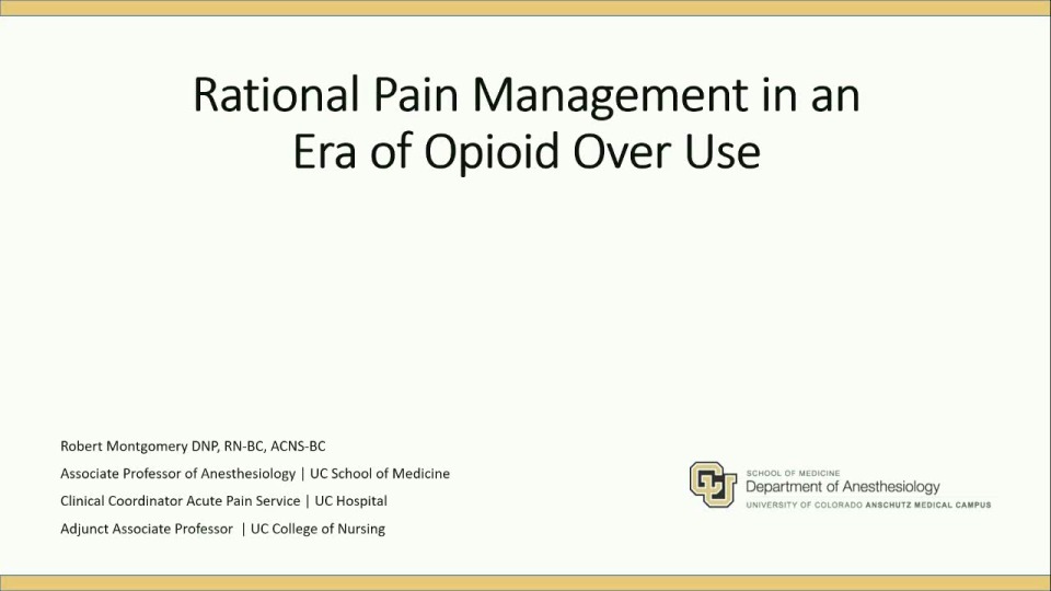 Tackling Opioid Use Disorder - Pain Management without Opioids