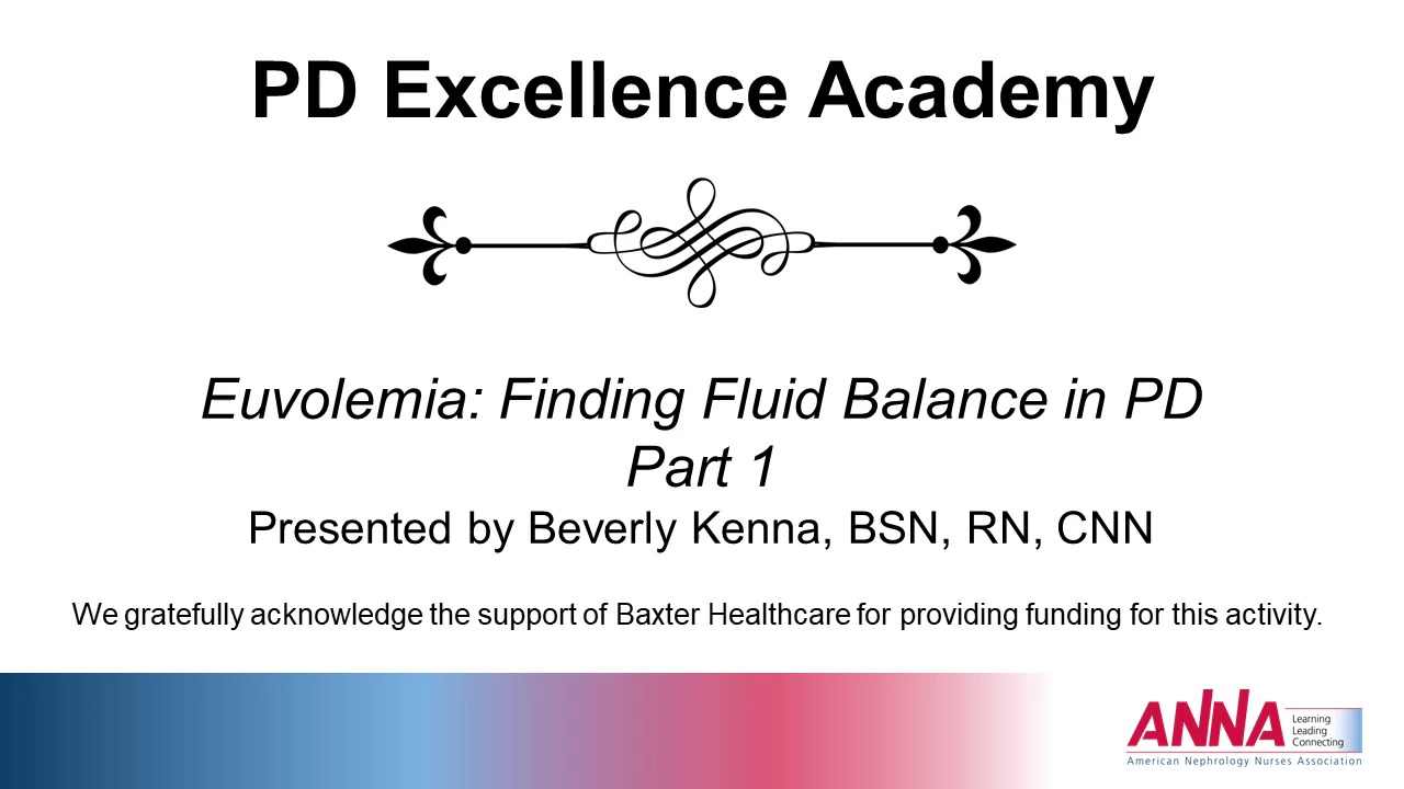 PD Excellence Academy Euvolemia Finding Fluid Balance in PD Part 1