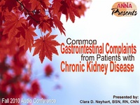 Fall 2010 - Common Gastrointestinal Complaints from Patients with Chronic Kidney Disease