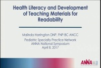 Pediatric ~ Health Literacy and Development of Teaching Materials for Readability