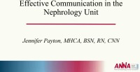 Effective Communication in the Nephrology Unit