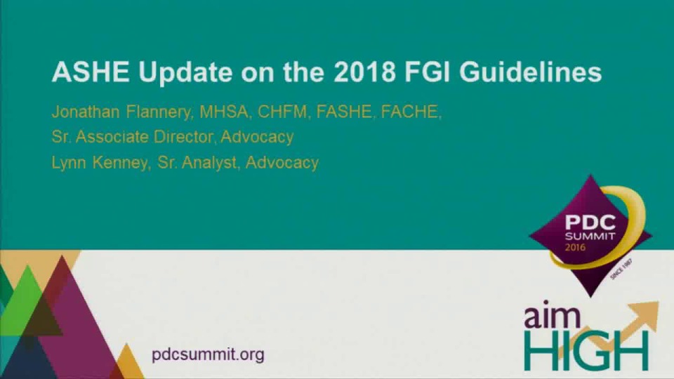 ASHE Update on the 2018 FGI Guidelines