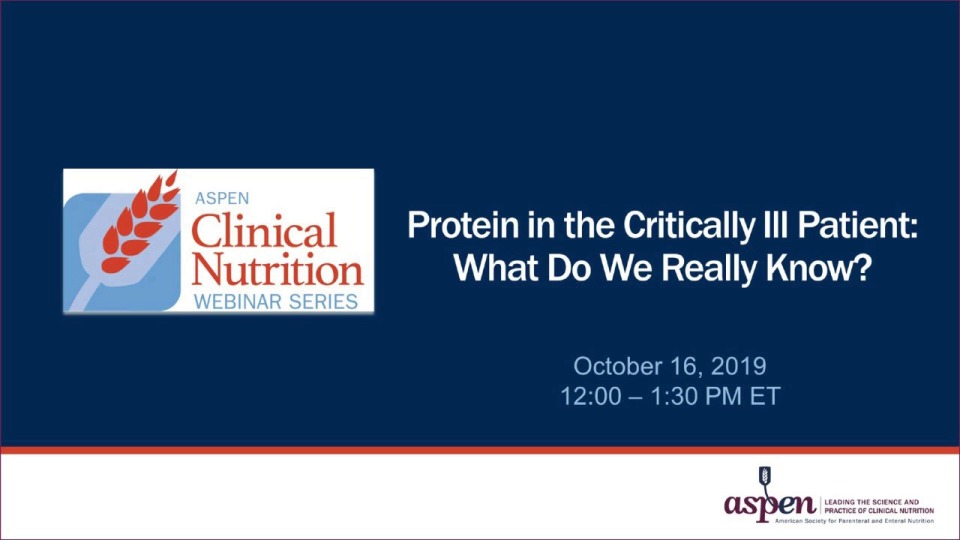 Protein in the Critically Ill Patient What do we really know?