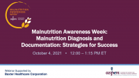 Malnutrition Diagnosis and Documentation: Strategies for Success icon