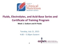 Fluids, Electrolytes, and Acid-Base Series and Certificate of Training Program - Week 1
