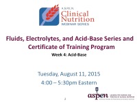Fluids, Electrolytes, and Acid-Base Series and Certificate of Training Program - Week 4