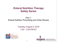 Enteral Nutrition Prescribing and Order Review