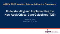 Understanding and Implementing the New Adult Critical Care Guidelines (T25) icon