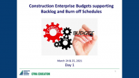 Construction Enterprise Budgets Supported by Backlog & Burn-off Schedules - Day 1