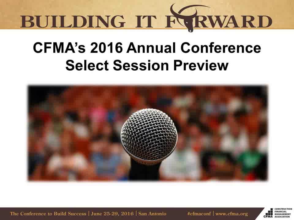 CFMA's 2016 Annual Conference Select Session Preview