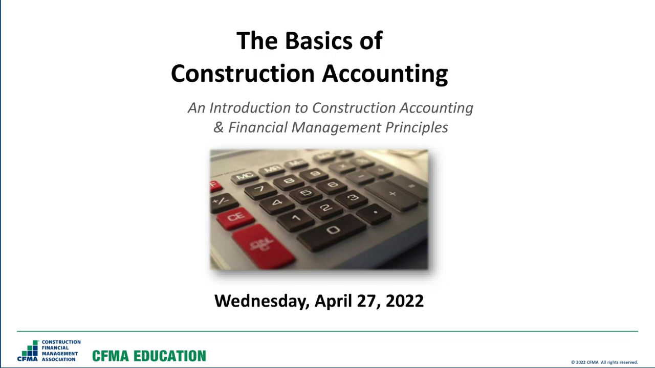 Basics Of Construction Accounting - Day 1