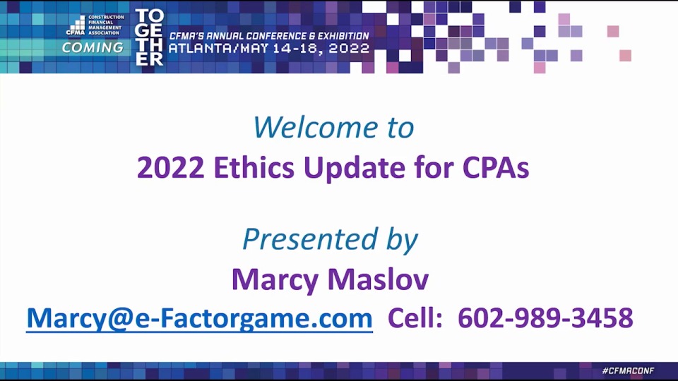 eFactor® Ethics Game & Professional Ethics Update