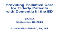 Providing Palliative Care for Elderly Patients with Dementia in the ED