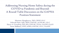 Addressing Nursing Home Safety During the COVID-19 Pandemic and Beyond: A Round-Table Discussion on the GAPNA Position Statement