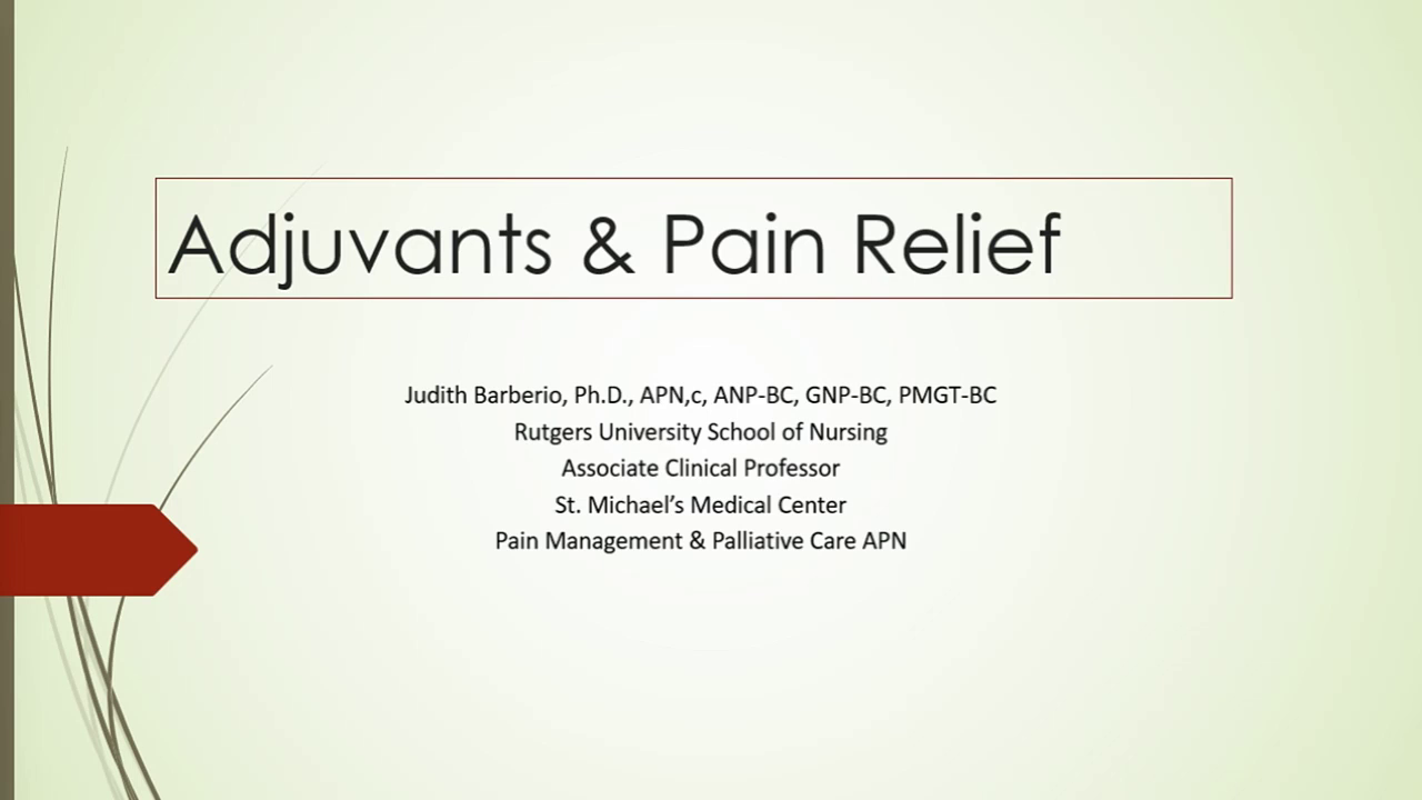 Adjuvant Medications for Pain and Delirium Medication Toolbox