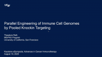 Short Talk: Parallel Engineering of Immune Cell Genomes by Pooled Knockin Targeting icon