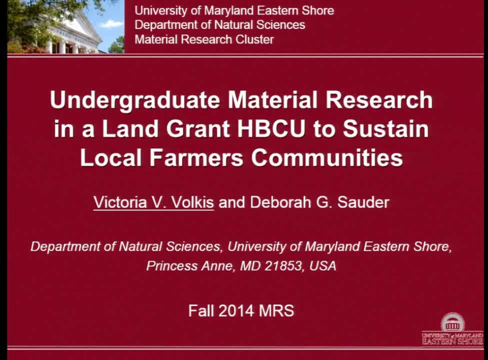 Undergraduate Material Research in a Land Grant HBCU to Sustain Local