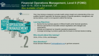 Welcome and Introduction to the Financial Operations Management, Levell Course  icon