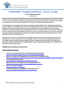 Telehealth Implementation Quick Guide – COVID-19 Resource Packet/ Guía rápida para la implementación de telesalud: Paquete de recursos sobre la COVID-19