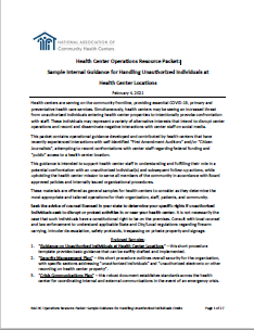 Health Center Operations Resource Packet: Sample Internal Guidance for Handling Unauthorized Individuals at Health Center Locations