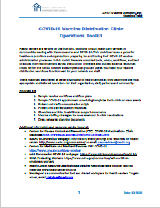 COVID-19 Vaccine Distribution Clinic Operations Toolkit