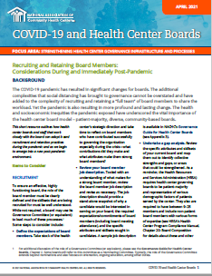 Recruiting and Retaining Board Members: Considerations During and Immediately Post-Pandemic / Contratación y retención de miembros de la junta: consideraciones durante e inmediatamente después de la pandemia