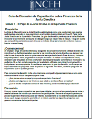 Guía de Discusión de Capacitación sobre Finanzas de la Junta Directiva