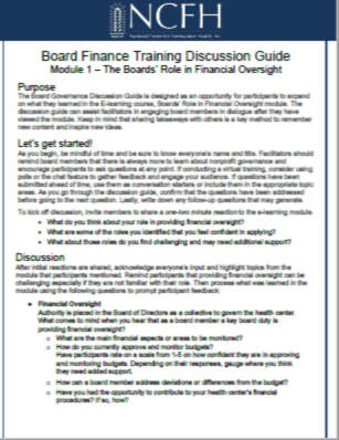 Board Finance Training Discussion Guide