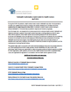 Telehealth Optimization Quick Guide for Health Centers (April 2021)