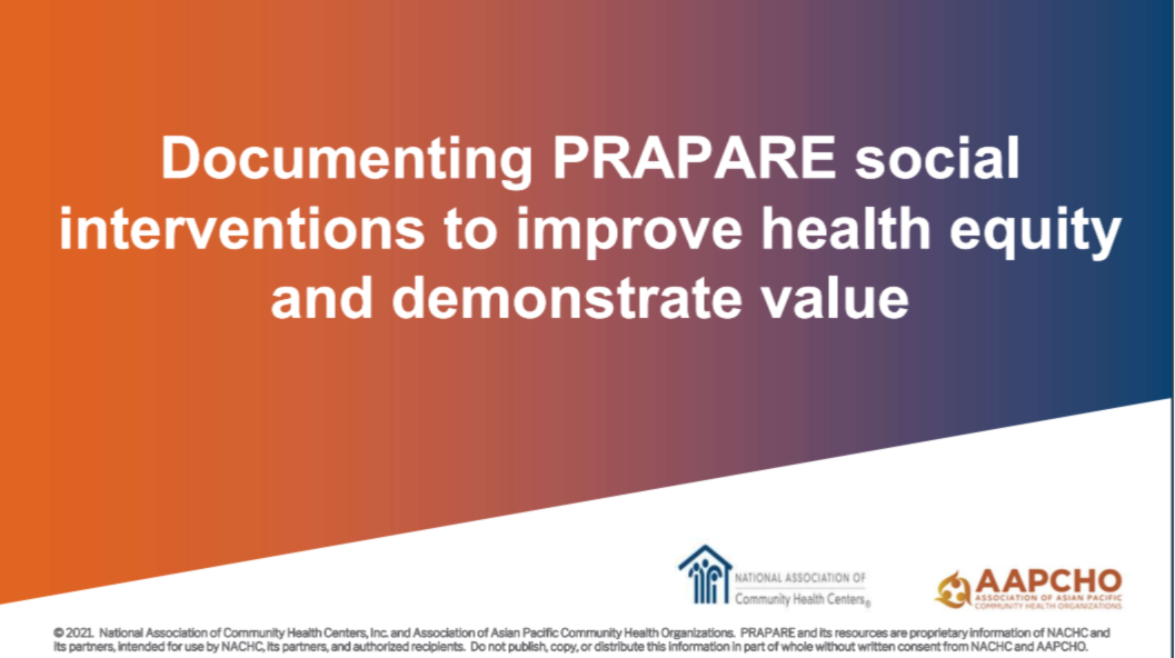 Documenting PRAPARE Social Interventions to Improve Health Equity and Demonstrate Value - NTTAP Featured icon
