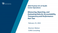 Measuring, Reporting, and Evaluating Data for Accountability, Transparency and Performance: Part Two icon