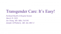 Transgender Care: It's Easy