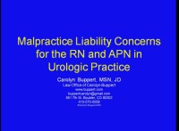 Malpractice Liability Concerns for the RN and APN in Urologic Practice