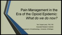 Pain Management in the Era of the Opioid Epidemic: What Do We Do Now?