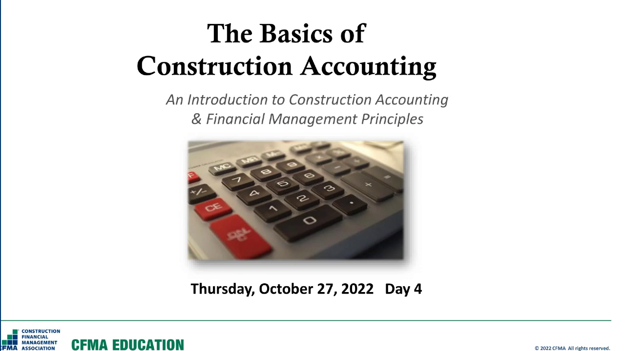 Basics Of Construction Accounting - Day 4