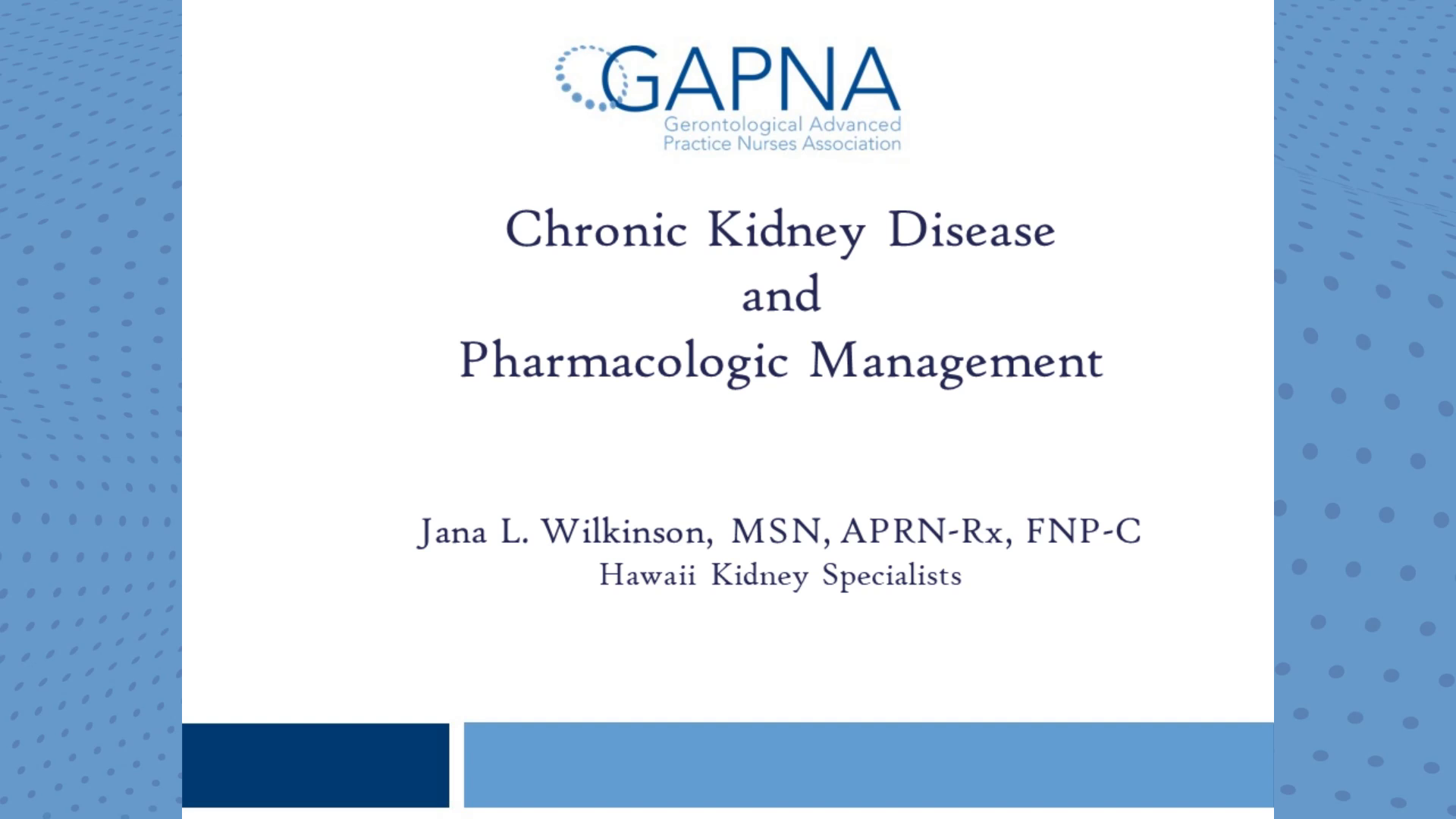 Chronic Kidney Disease and Pharmacologic Management