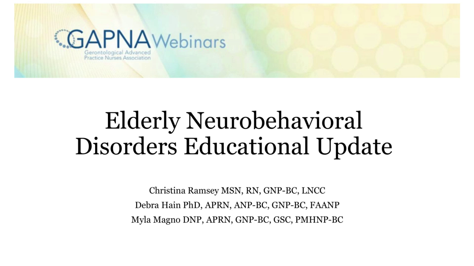 Elderly Neurobehavioral Disorders Educational Update icon