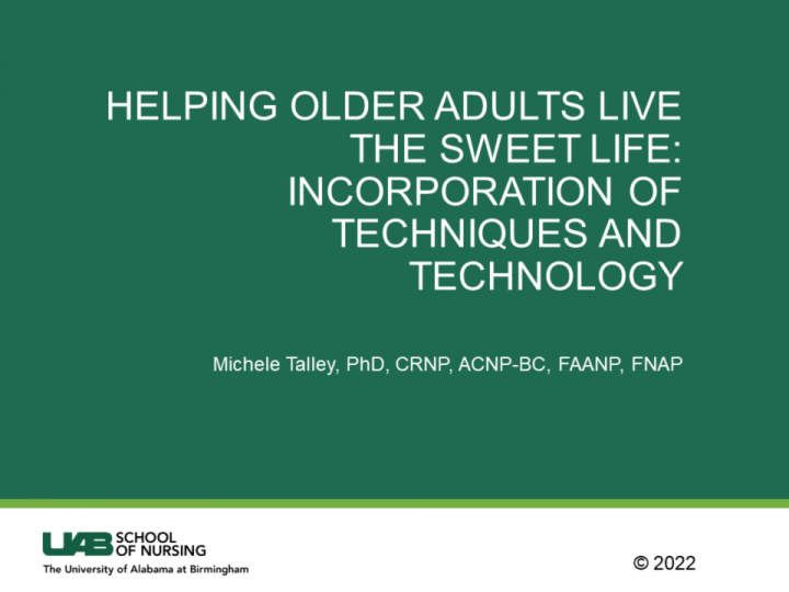 Helping Older Adults Live the Sweet Life: Incorporation of Techniques and Technology