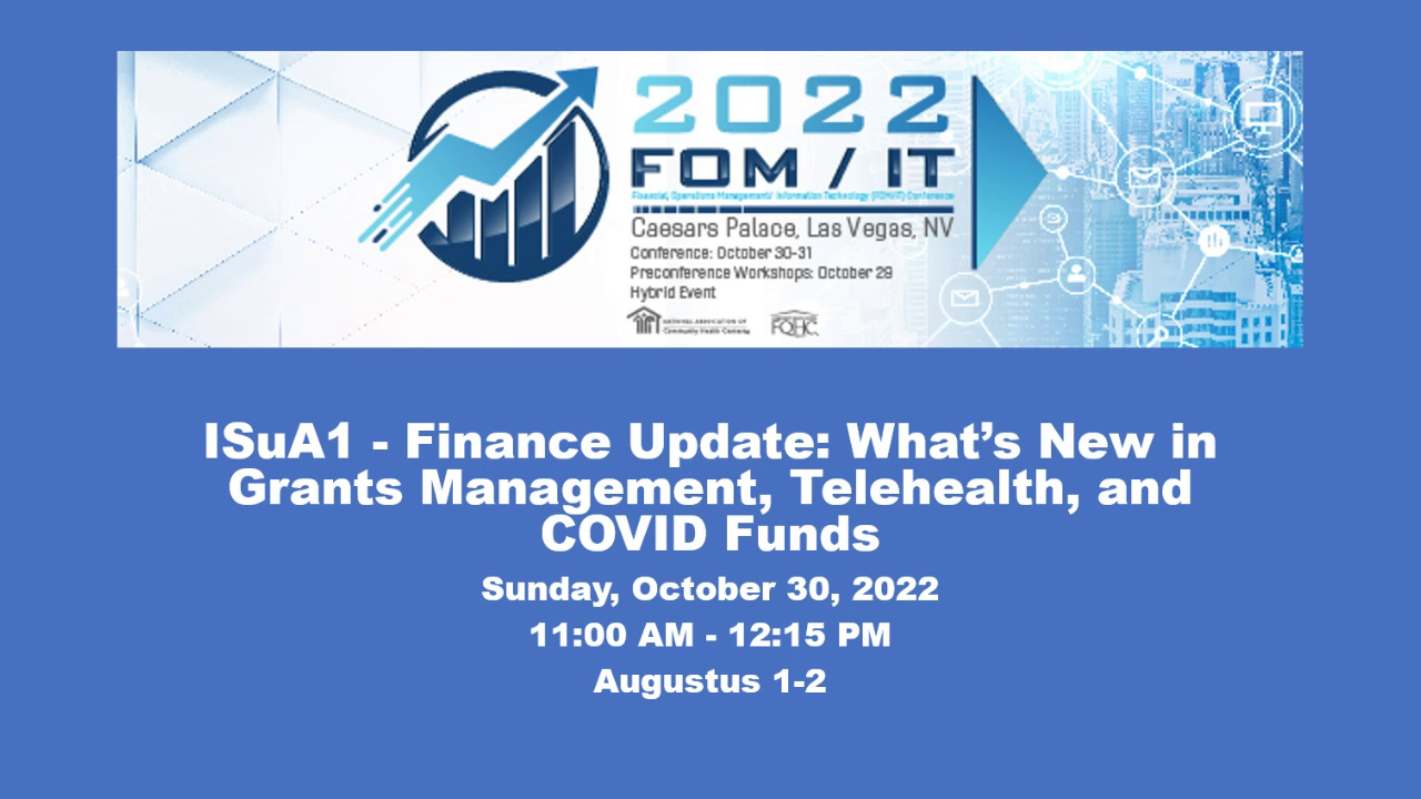 Finance Update: What&rsquo;s New in Grants Management, Telehealth, and COVID Funds icon