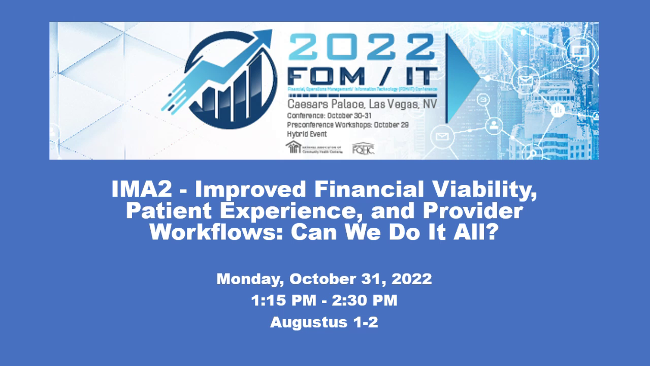 Improved Financial Viability, Patient Experience, and Provider Workflows: Can We Do It All? icon