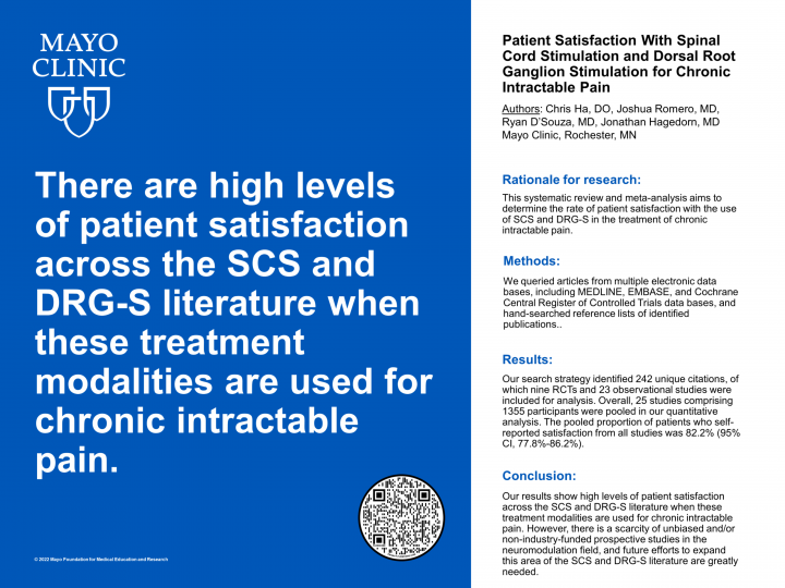 Patient Satisfaction With Spinal Cord Stimulation and Dorsal Root Ganglion Stimulation for Chronic Intractable Pain: A Systematic Review and Meta-Analysis